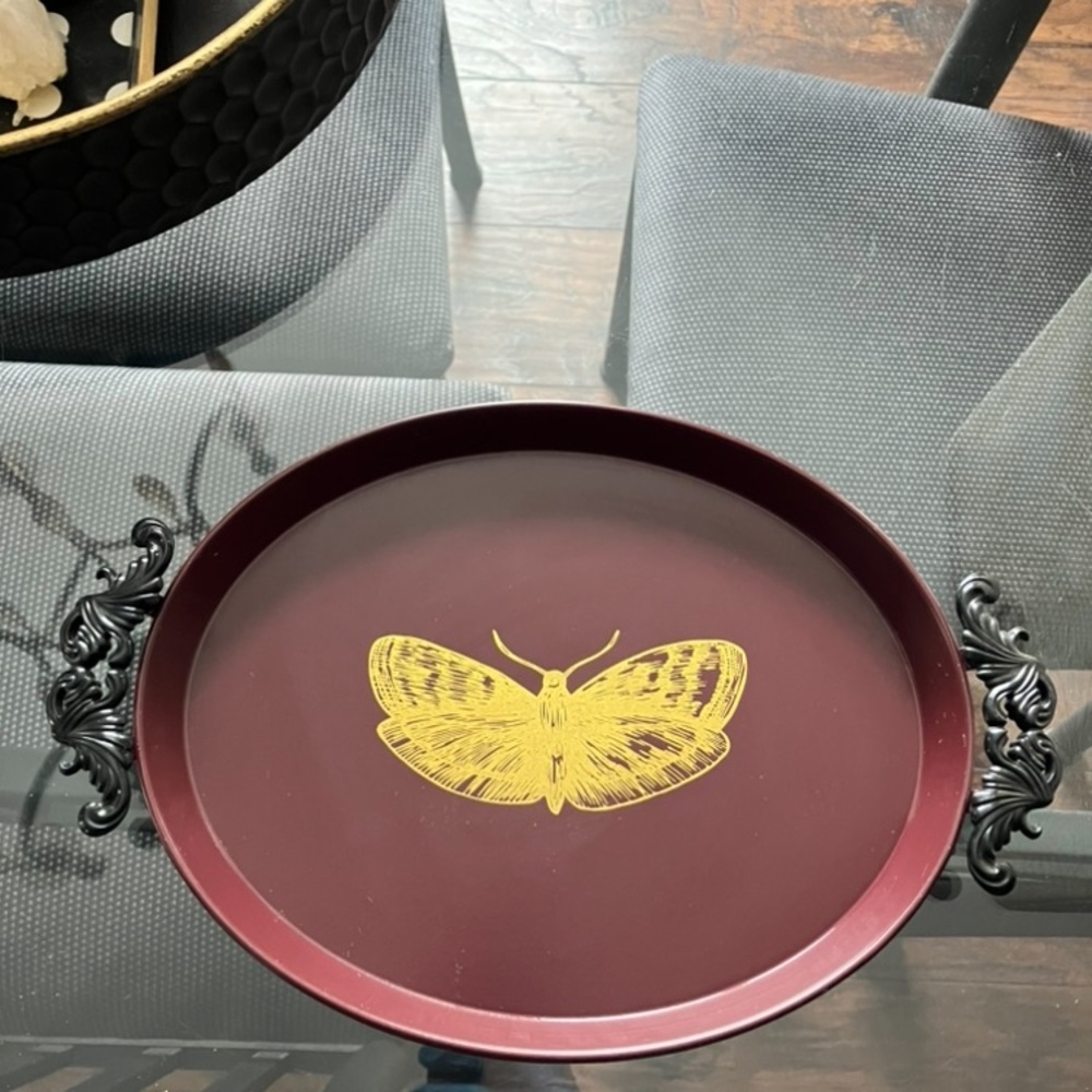 Target Halloween 2023 Elegant Burgundy Tray with Gold Butterfly
